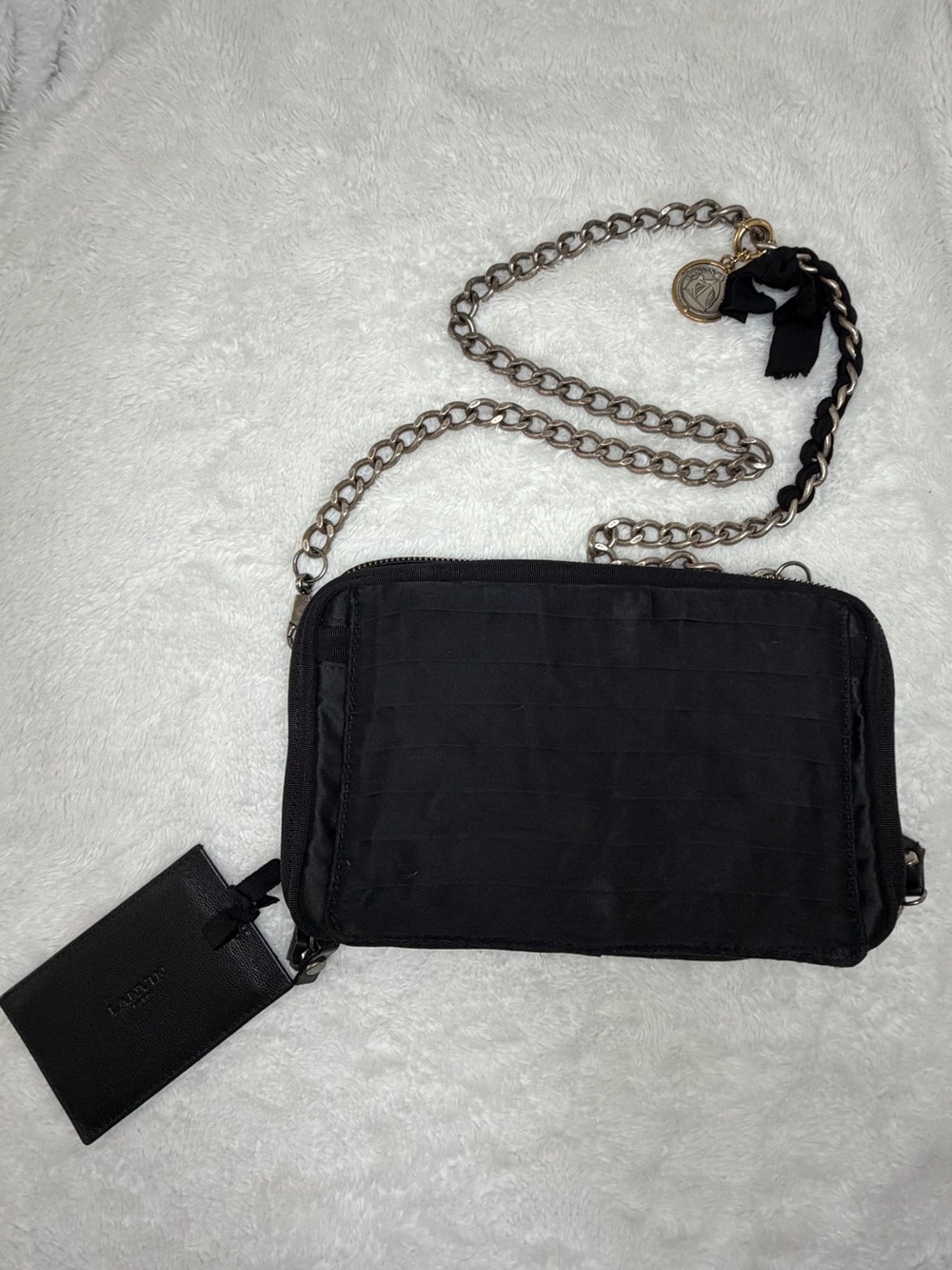 Lanvin Black Quilted Crossbody Bag with Chain Strap